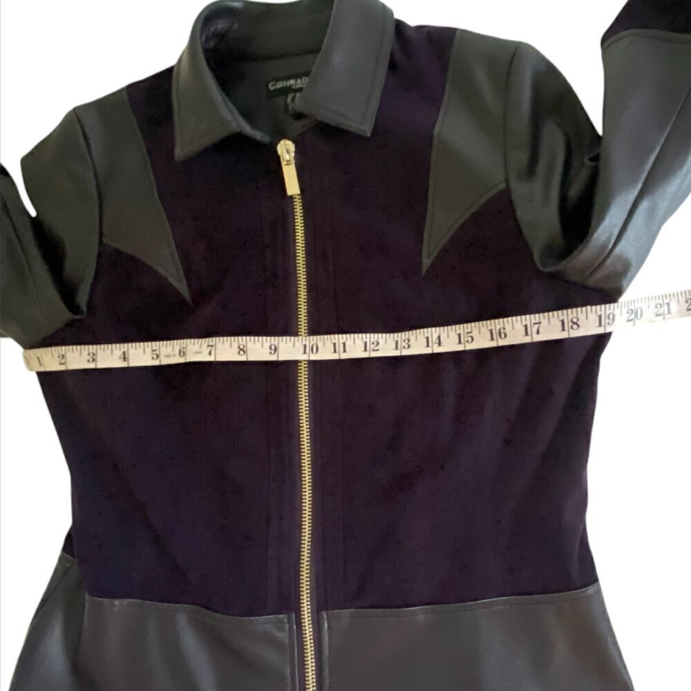 Conrad C Mixed Media Deep Plum Zip Up Faux Leather Jacket 10 - Picture 5 of 14